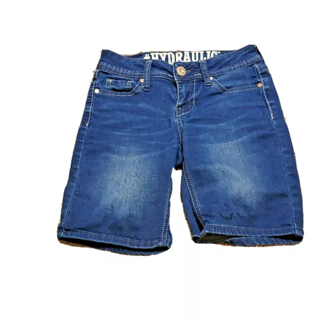 Hydraulic Lola Curvy Jean Shorts Embroidered Pockets Thick Stitch Size 1/2