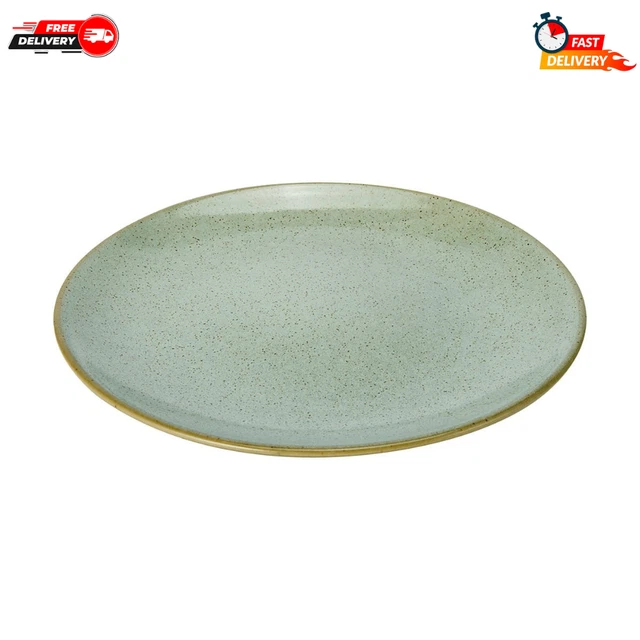 GREEN GLAZED STONEWARE Dinner Plate 26cm Hand Glazed Unique Dishwasher