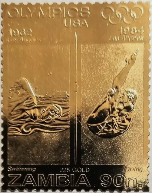ZAMBIA Scarce Los Angels Olympic Games Swimming Gold Stamp as Per Photos