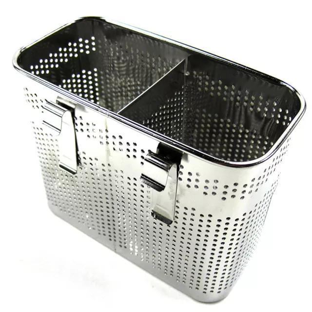 2 Divided Square Stainless Steel Perforated Cutlery Basket Sink Rack Storage 2