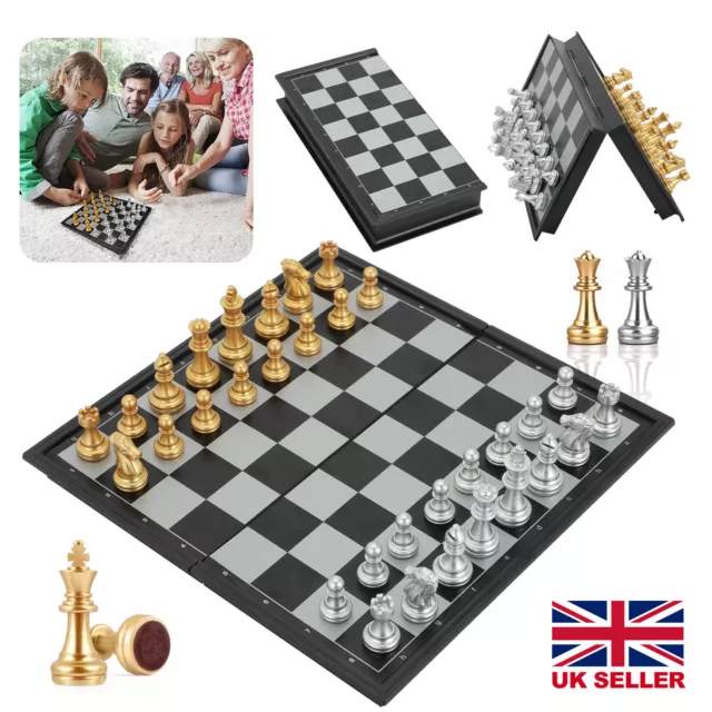 Magnetic Chess Board set Folding Large Portable Travel Chessboard Game Gift UK