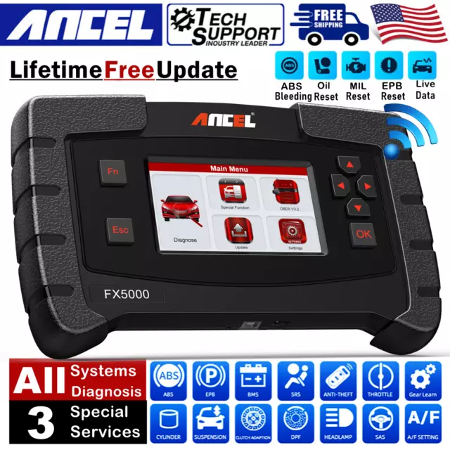 Automotive All System Diagnostic Scanner OBD2 Car Code Reader Scan Tool ABS SRS