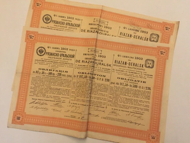 Cie du Chemin de Fer de Riazan-Ouralsk - Emprunt Russe 4% 1903