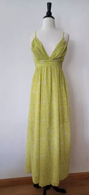 Anthropologie Maxi Dress New Size Large Green Chiffon Floral Coastal Taylor