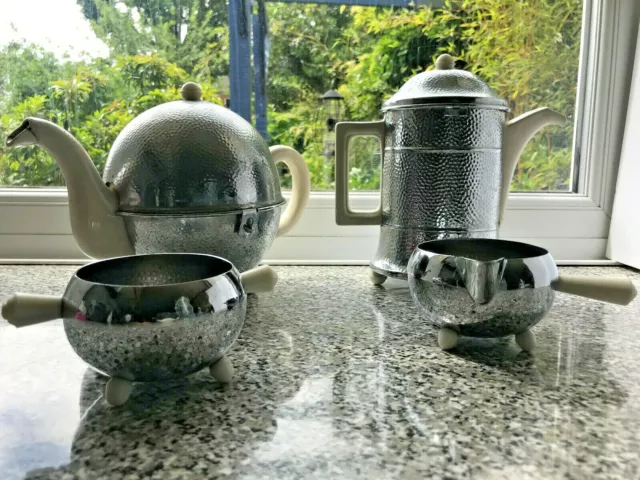 Vintage Art Deco 'Everhot' Insulated Tea Set,Teapot,Coffee Pot,Creamer&Sugar pot