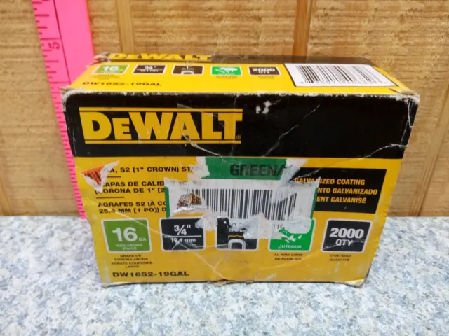 Dewalt DW16S2-19GAL 3/4 In. X 16-gauge Galvanized Crown Staple A12