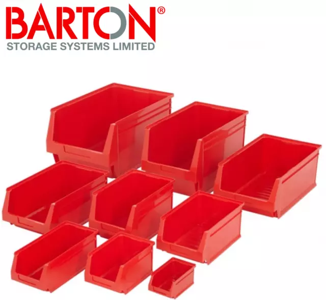 Red Plastic Parts Lin Bins - S - XL Component Storage Boxes Picking Bin Workshop