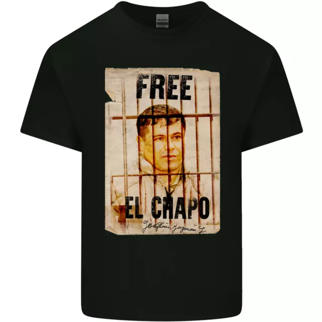 Free El Chapo Cocaine Drugs Cartel Mens Cotton T-Shirt Tee Top