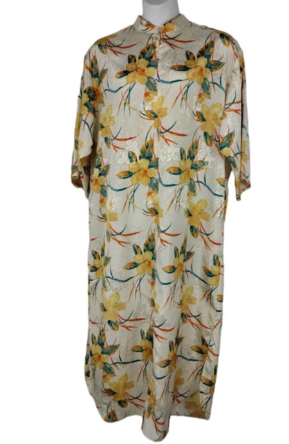 Size L satin Robe Zip Front Floral Muumuu kaftan caftan MRS ROPER loungewear