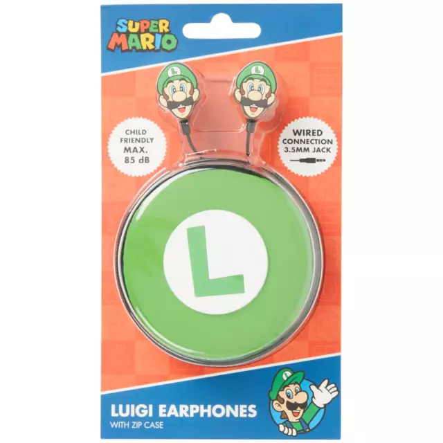 Écouteurs Luigi spécialement conçu pour les enfants (85dB max.) + étui