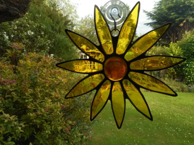 Stained Glass Sun Flower Suncatcher or Wall Mount.