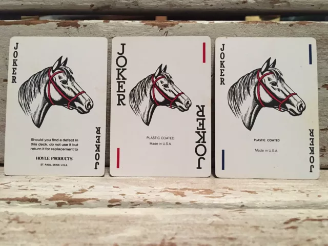 3 Vintage Horse Head Jokers Single Swap Wide Playing Cards