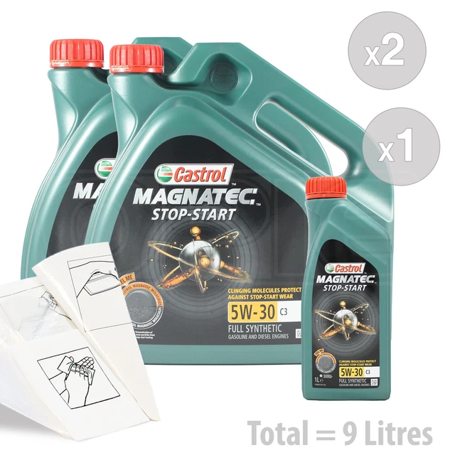 CAR ENGINE OIL Service Kit / Pack 9 LITRES Castrol Magnatec 5W30 C3 9L