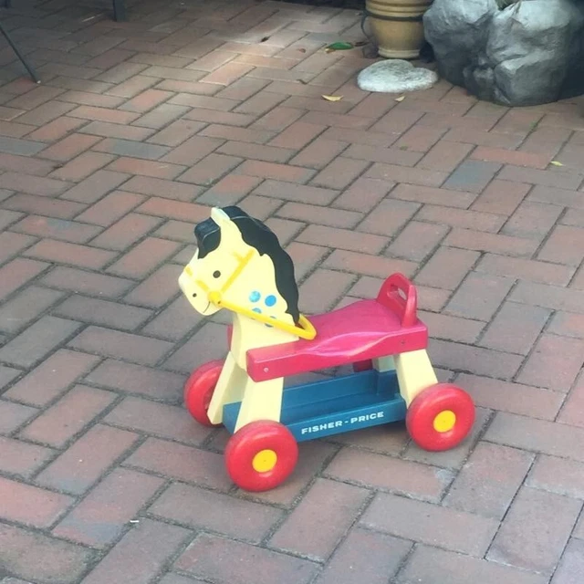 Vintage  Fisher Price  Whinny Ride on Horse  Toddler  Plastic Pull Toy   1976