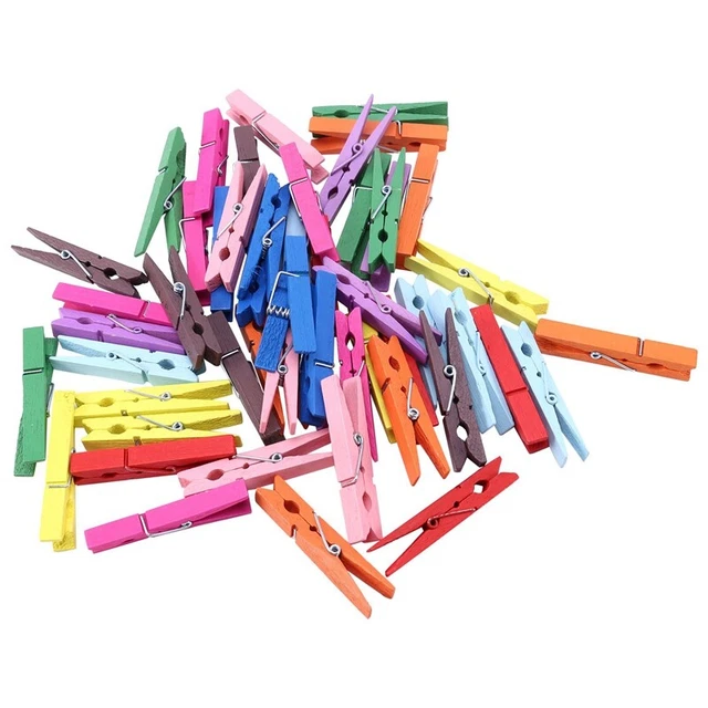 Spinelli in legno naturale 3 pollici, 50 spille, colori assortiti O1D1