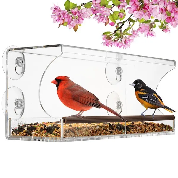 Window Bird Feeder Weatherproof Clear Bird House with Strong Suction Cups