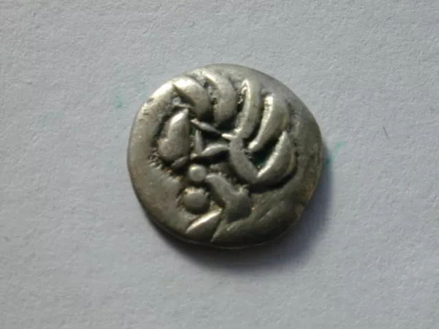 6th century Eastern Sogdiana, Samarkand, AR scyphate obol .38gm 10mm c300-500 AD