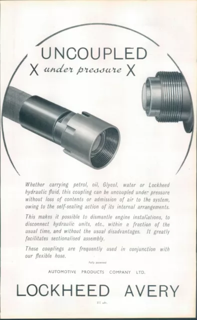 WW2 Lockheed Avery Aircraft Couplings Advert Original from Janes aircraft 1942