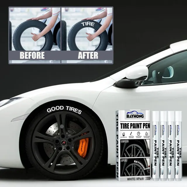 Stylo marqueur peinture blanche orienté détail pour art pneu voiture (62 carac