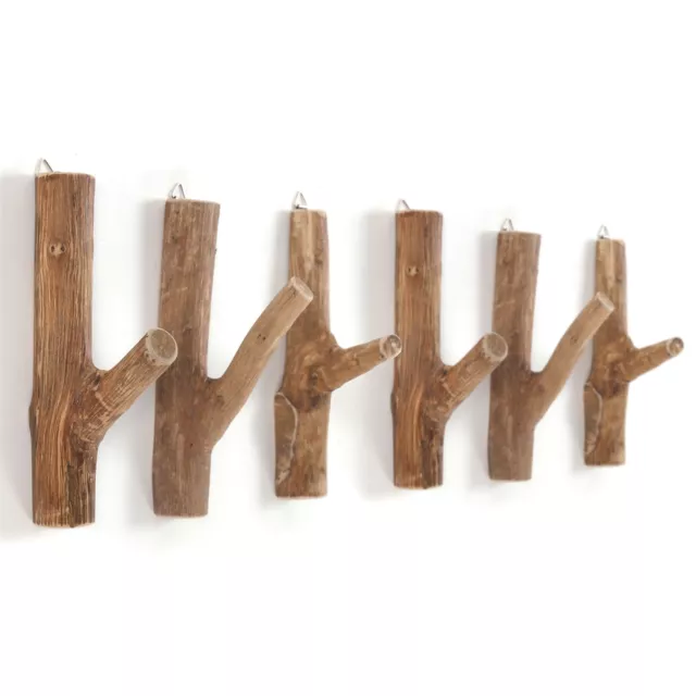 6ER SET WANDHAKEN LIMB | TEAKHOLZ WURZEL | Kleiderhaken aus Holz, Wandgarderobe