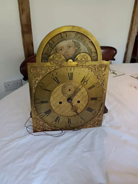 Antique longcase 8day clock movement Brass Dial