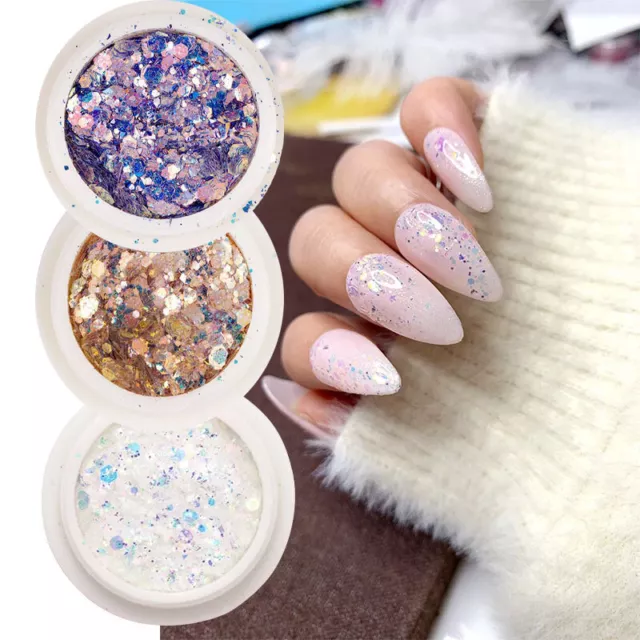 Nail Art Glitter Powder Dust Sparkly Sequins Holographic Flakes Diamond R