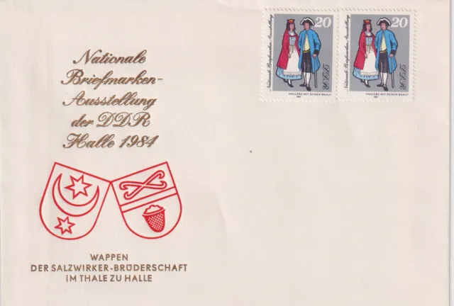 DDR FDC 2 x MiNr 2883 (1) "Nationale Briefmarkenausstellung, Halle" -Philatelie-