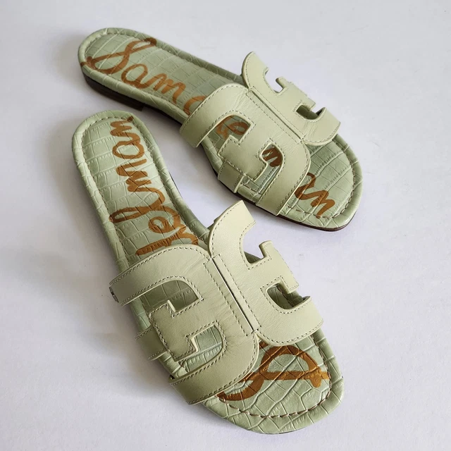 New Sam Edelman Bay Cutout Slide Sandals Size 7.5 US 37.5 EU Leather Pistachio