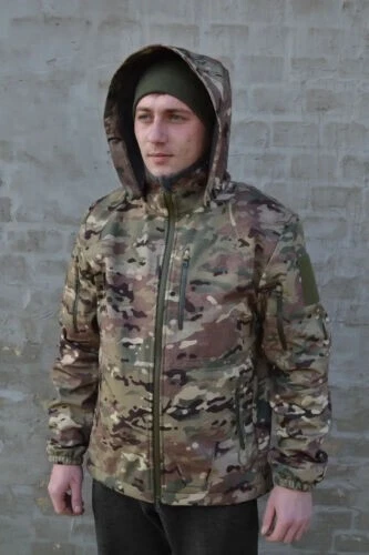 Ukrainian army Softshell tactical camouflage multicam jacket, warm multicam soft