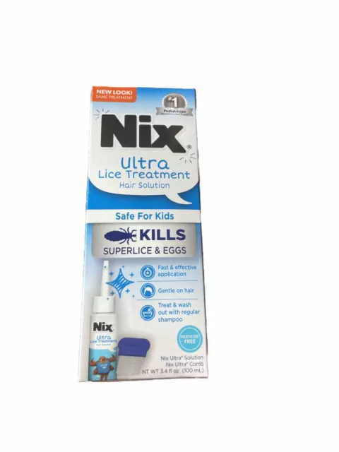 Nix Ultra Lice Removal Kit Love Treatment Hair Solution 3.4 Fl. Oz W/ Comb