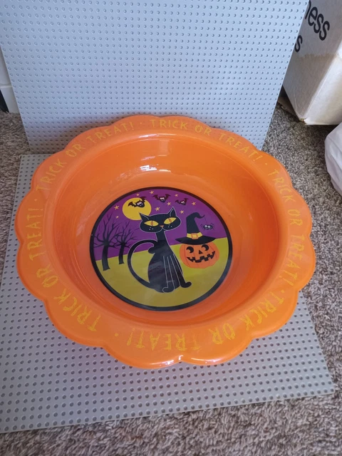 2007 Cool Gear Halloween Candy Bowl Cat Kitty jack'olantern bats 14"