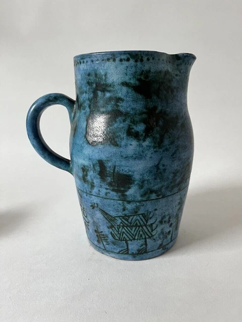 Jarra azul Blin de cerámica Francia 1950 vintage mdc