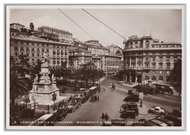 Genua / Genova Italien - Piazza Acquaverde - Strßenbahn Auto - Foto AK 1930er
