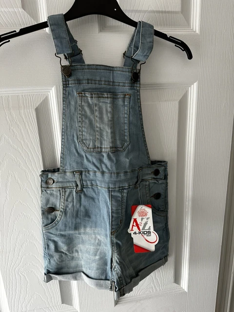 Dungarees denim per bambini A2Z età 9-10 nuovi con etichette con tasche anteriori e posteriori