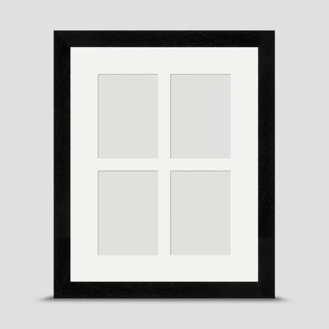 BLACK 10x8 PHOTO FRAME incl SOFT WHITE Mount for four ACEO 3.5x2.5 PRINTS ART