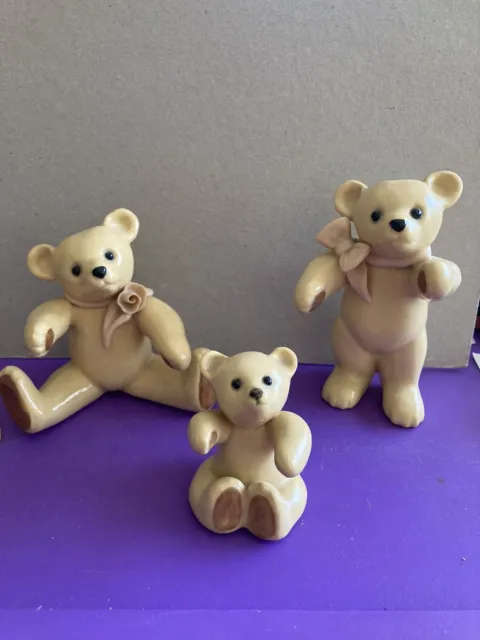 3x Bear Figure,Bear Ornament By Chessell Pottery,Isle Of Wight