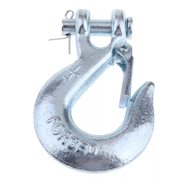 1/4" Winch Hook with Clevis Safety Latch for Trailer ATV Boat Towing - Silver