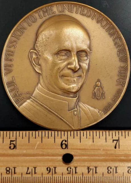 Pope Paul VI Mission to the United Nations bronze medal! 2.5", 111 grams!