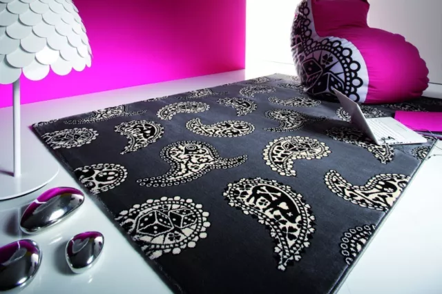 Lars Contzen Teppich Paisley 996 grau schwarz 80 x 150 cm Design Teppich x