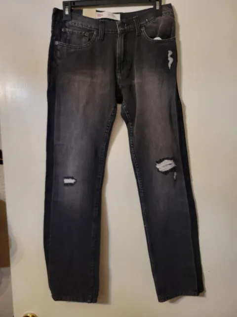 Levi 511 Boys Slim Fit Stretch Jeans Size 16 Regular 28X28 Black Distressed NWT