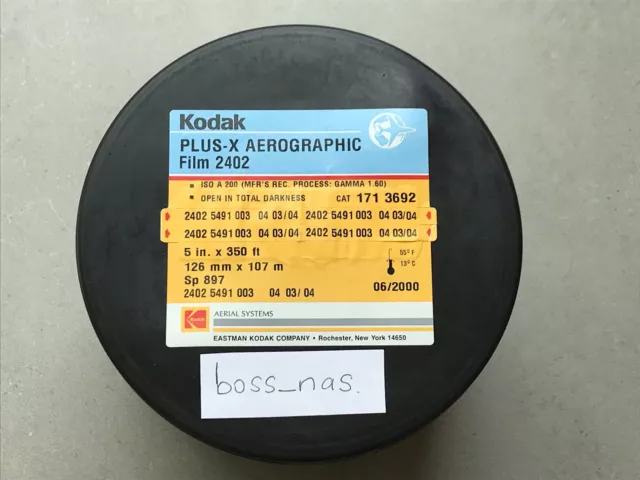 Kodak Plus-X Aerographic Film 2402 350 ft Roll 5 Inch wide, Cold Stored RARE