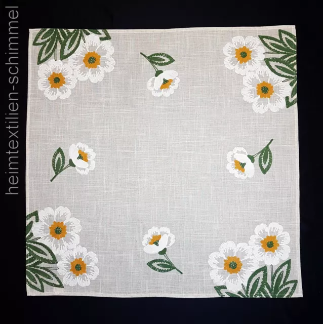 STICKEREI Leinen Tischdecke FRÜHLING Mitteldecke BLUME Tischdeckchen SOMMER 85cm