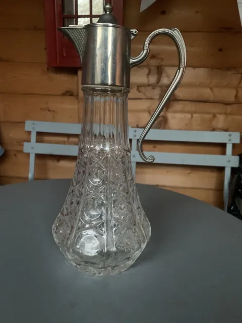 Silver Plate Crystal Claret Jug