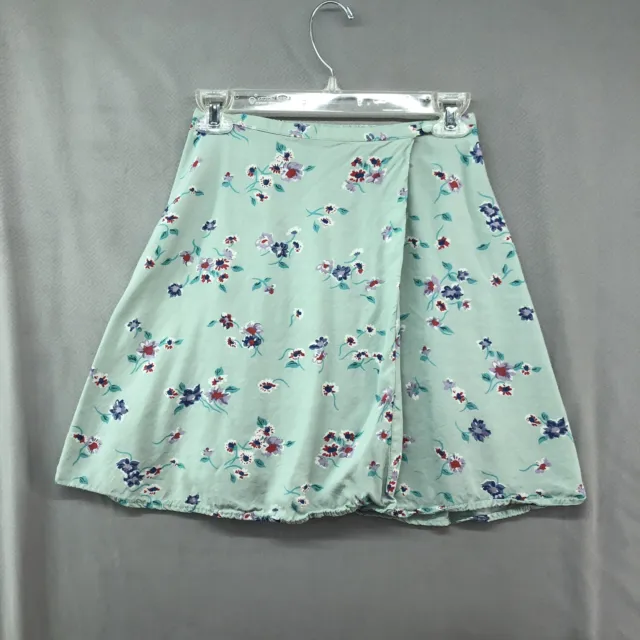 Vintage Mixed Blues Mint Green Floral Skirt Size 7 Women