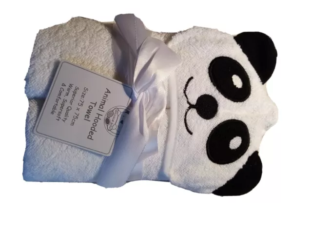 Jolie serviette bébé à capuche panda 100 % coton 75 x 75 cm, douce sur peau de bébé 2