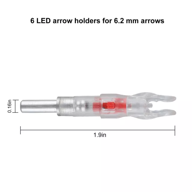 6Pcs LED Automatic Lighted Nocks Hunting Archery Arrows 6.2mm Arrow Nock Tail 2
