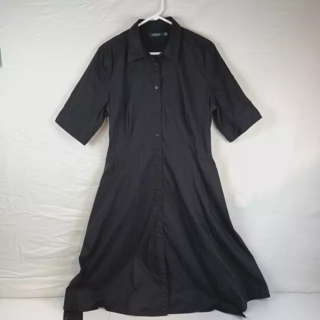 Lauren Ralph Lauren Shirt Dress Women's Size 18 Black Collared Short Sleeve