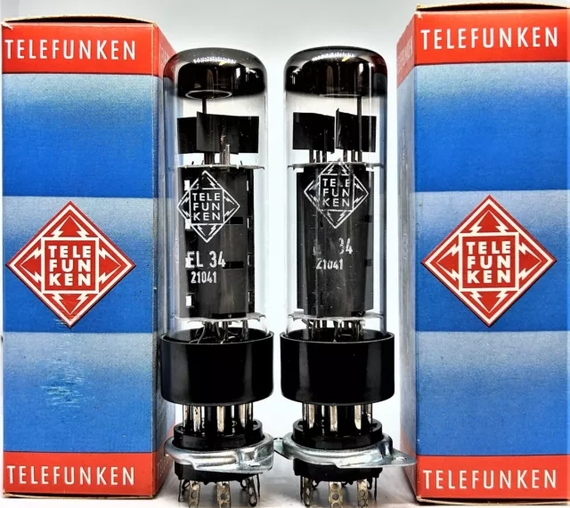 el34 6ca7 tube NOS Telefunken Germany pair tubes matched O getter same code