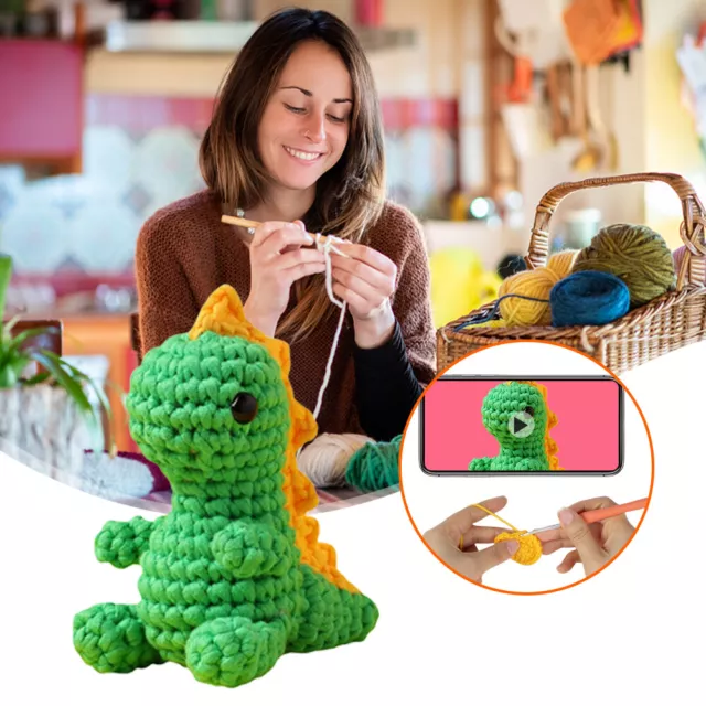 LF# Dinosaurs Crochet Kit Crochet Animal Kit with Crochet Yarn & Tool (Dinosaur)