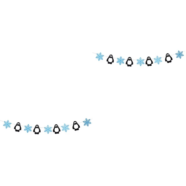 2 Sets Pinguin-Schneeflocke-Anordnung Papier Frohe Weihnachten-Banner